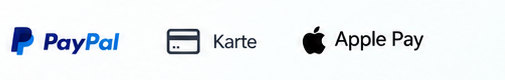 PayPal, Karte und Apple Pay